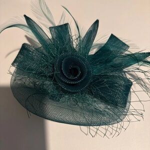 H&M Teal Fascinator Hat with Feathers